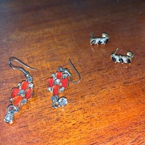 Real Gold Sapphire earrings/Betsy Johnson earrings